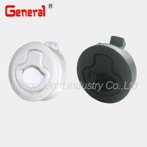 94009 / 94009L masti tõmmata riivi lennuk lukk Push sulguri materjali sulgemiseks on PA must-valge versioon saadaval lukustamine ja mittelukustuv all valik Flush Mount stiil